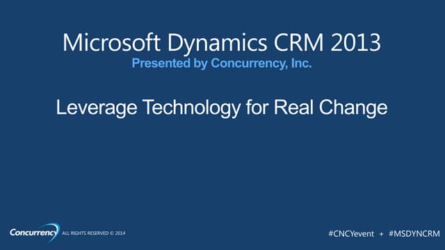 Concurrency presents Dynamics CRM 2013