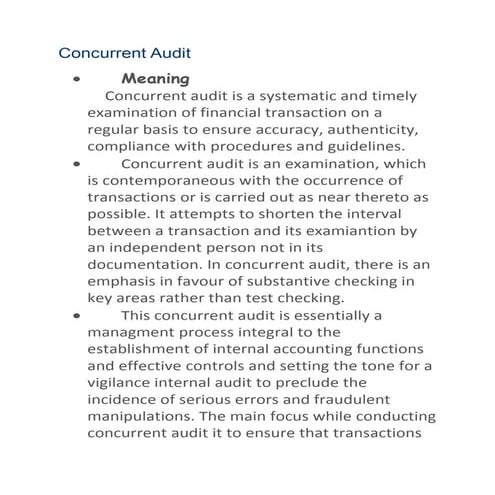 Concurrent audit