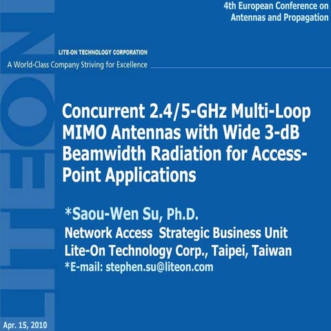 Concurrent 2.4/5-GHz Multi-Loop MIMO Antennas with Wide 3-dB Beamwidth Radiat...