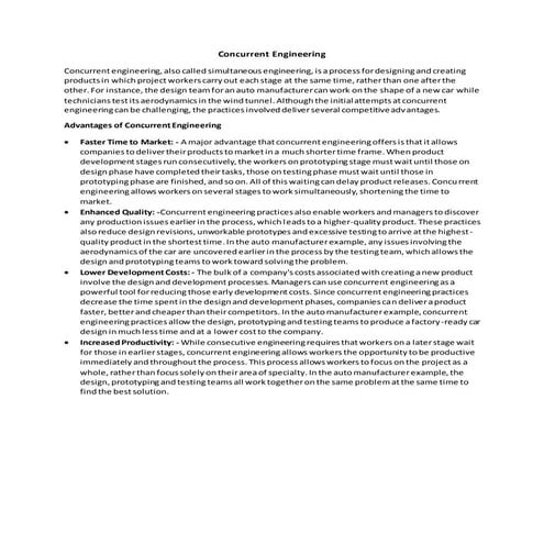 Concurrent engineering