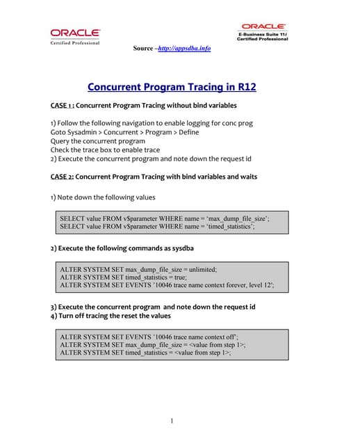 EBS R12 Concurrent program tracing