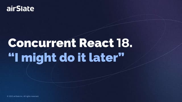 "Concurrent React 18. "I might do it later"", Mykola Yenin 