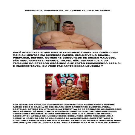 OBESIDADE, EMAGRECER, EU QUERO CUIDAR DA SAÚDE