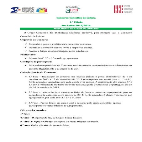 Concurso Concelhio  de Leitura