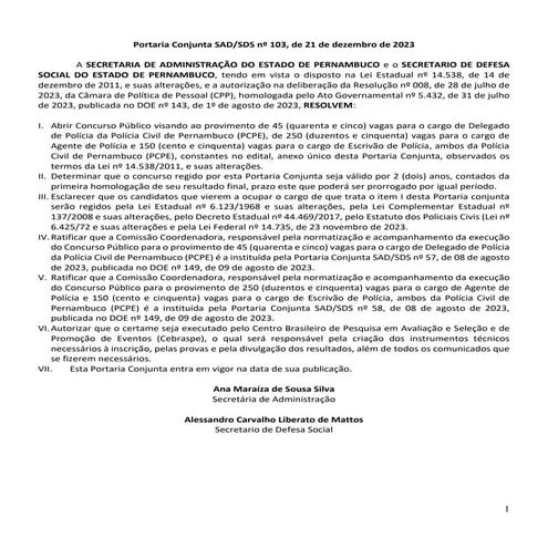 Concurso do edital da Polícia Civil de Pernambuco