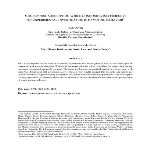 Condemning corruption while condoning inefficiency: an experimental investiga...