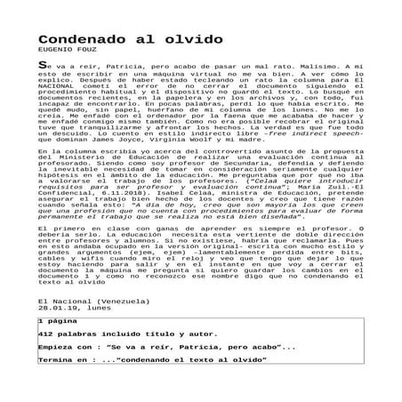Condenado al olvido (E. Fouz) 