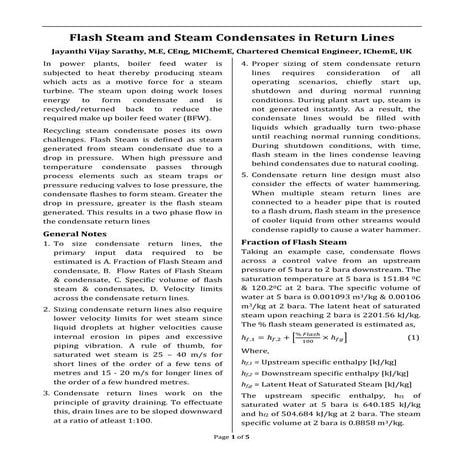 Flash Steam and Steam Condensates in Return Lines