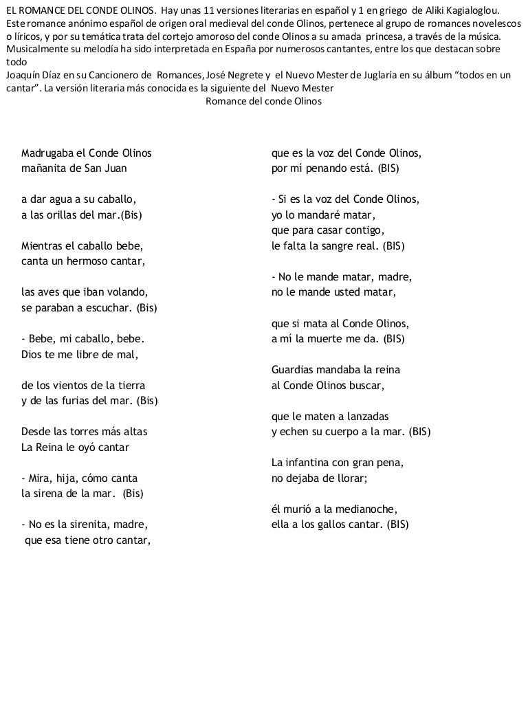 Conde Olinos Nuevo Mester Versiones En Espanol Y En Griego Aliki Kagi