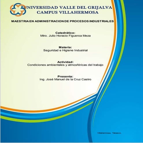 Condiciones ambientales y atmosféricas de trabajo