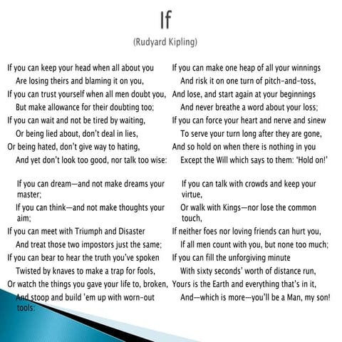 If by Rudyard Kipling - Conditionals