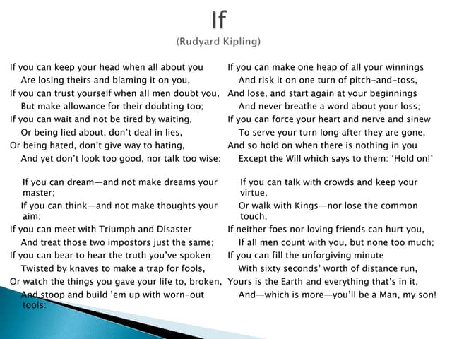 If by Rudyard Kipling - Conditionals