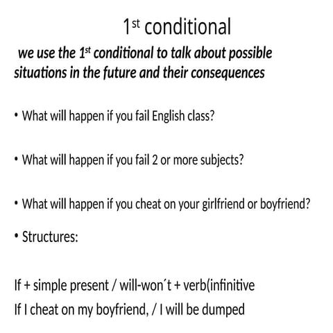 Mastering First and Second Conditionals with Practical Exercises | PPTX