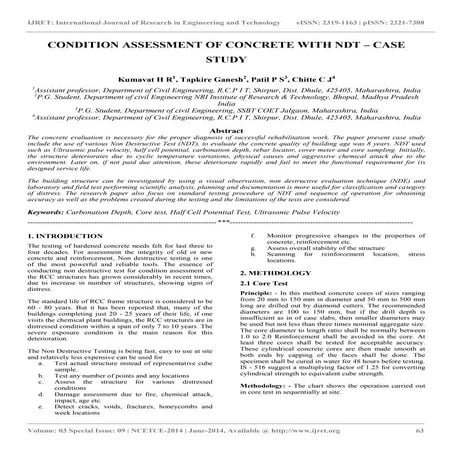 Condition assessment of concrete with ndt – case