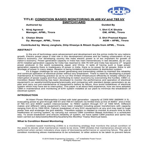 Condition based monitoring | PDF