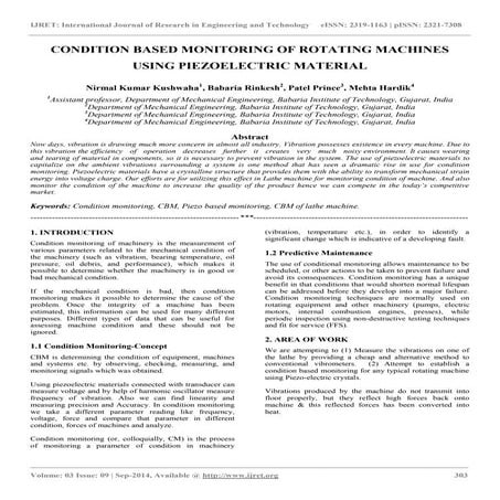 Condition based monitoring of rotating machines using piezoelectric material