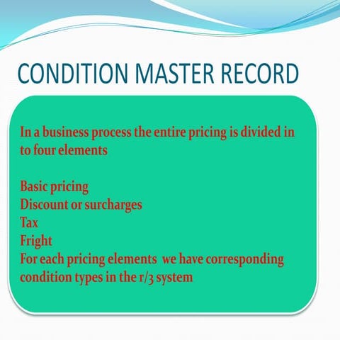 Condition master record