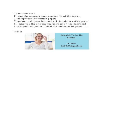 Conditions are 1) send the answers once you get rid of the tests .docx