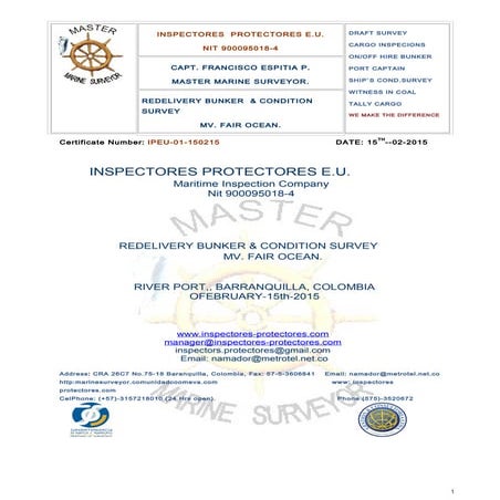 Condition survey mv. fair  ocean river port