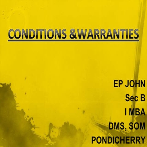 Conditions &warranties