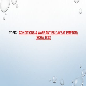 Conditions & warranties(caveat emptor)
