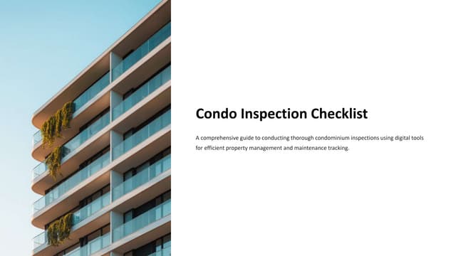 Condo Inspection Checklist with eAuditor Audits & Inspections