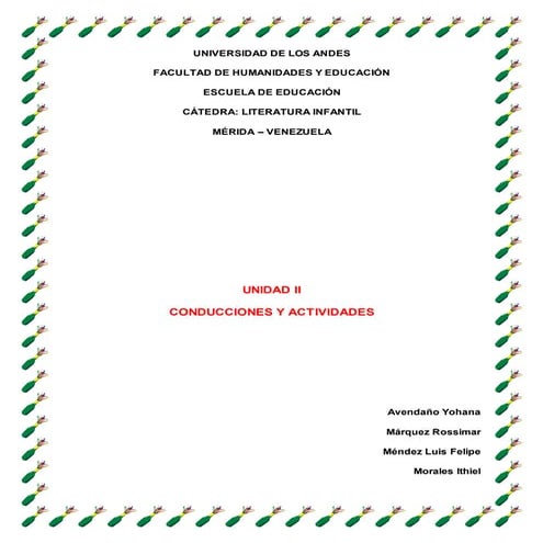 Conducciones y actividades de la unidad ii
