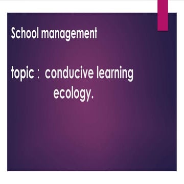 Conducive learning ecology