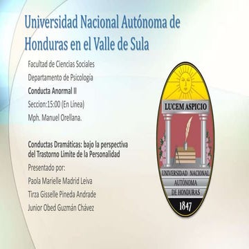 Conductas dramaticas - Trastorno Limite de la Personalidad, Grupo #3