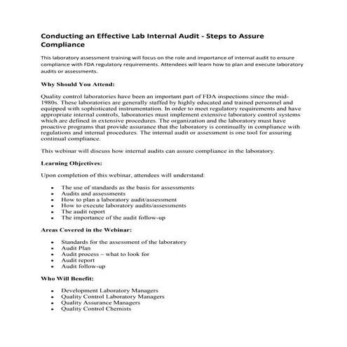 Conducting an effective lab internal audit