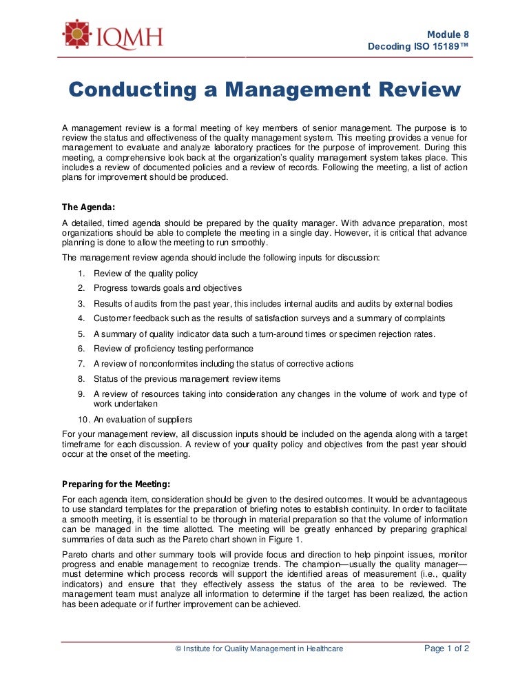 Conducting management review1