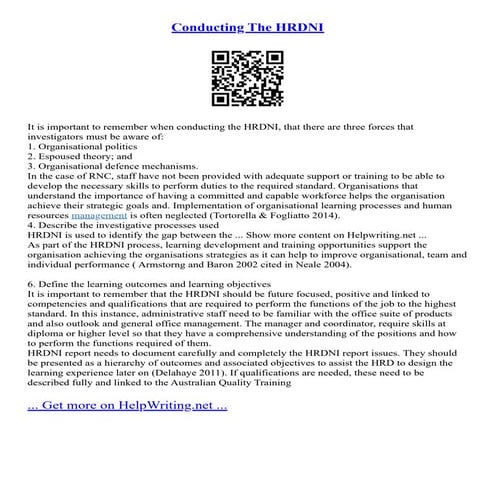 Conducting The HRDNI | PDF