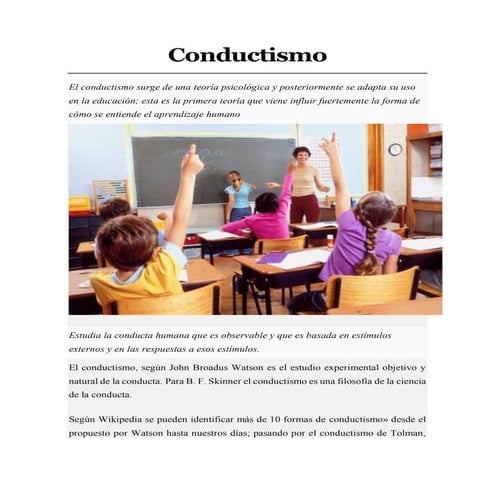 EL ESTUDIO DEL ENFOQUE CONDUCTISTA DEL SIGLO XX