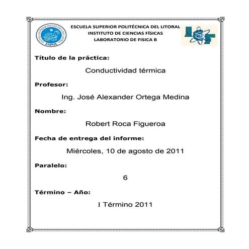 Informe Conductividad Termica