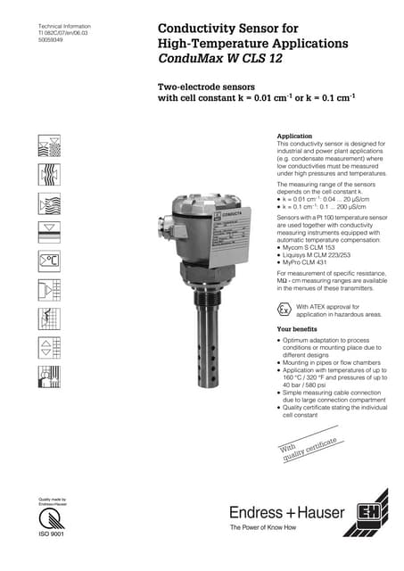Conductivity Sensor for High-Temperature Applications W CLS 12