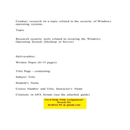 Conduct research on a topic related to the security of Windows o.docx