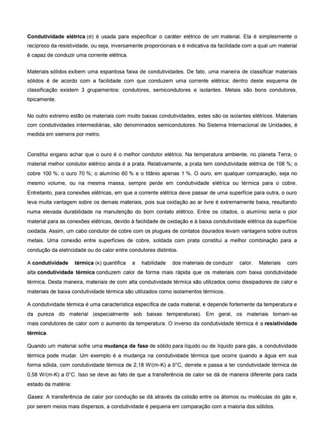 Condutividade elétrica e térmica