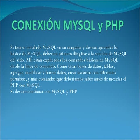 Conexion Entre Php Y Mysqul