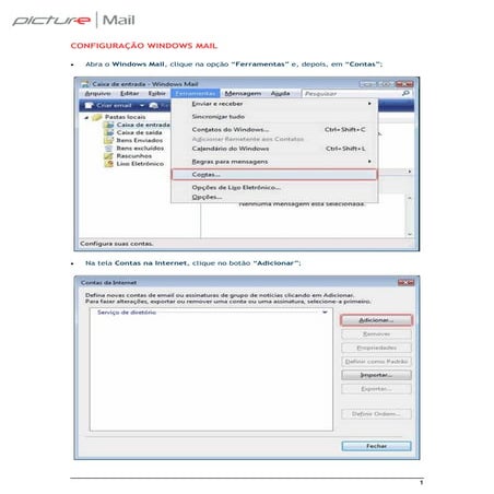 Configuração Windows Mail