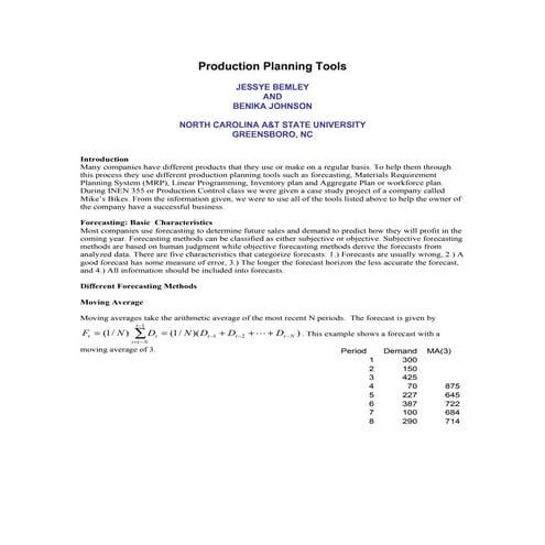 BDPA IT Showcase: Production Planning Tools