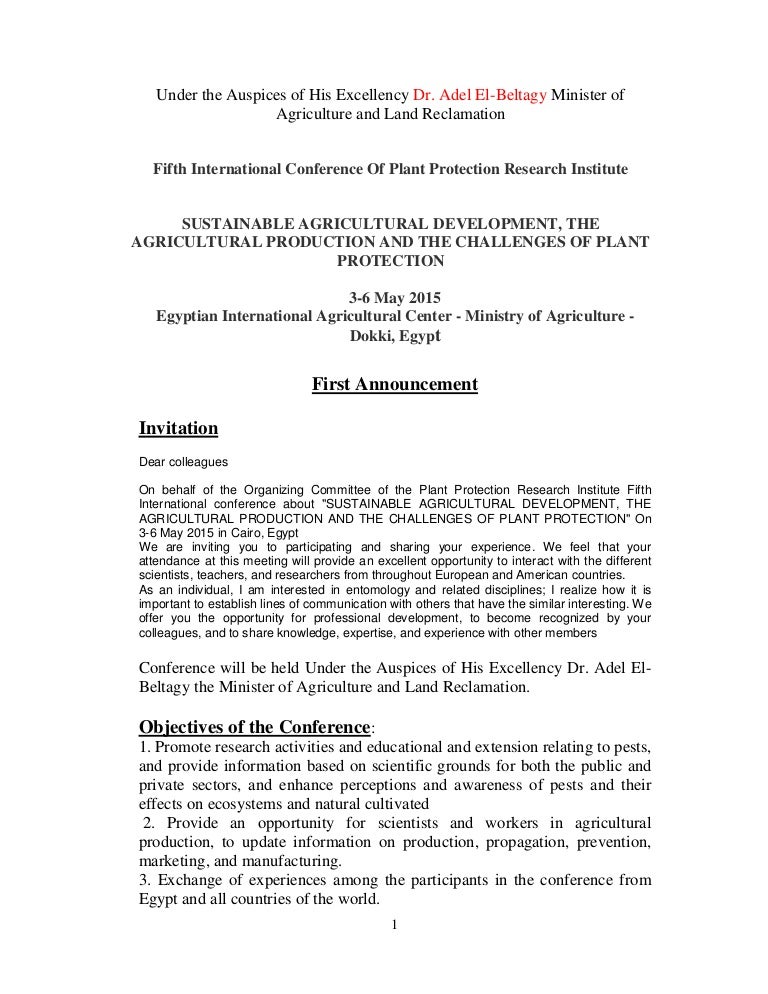 Fifth International Conference Of Plant Protection Research Institute