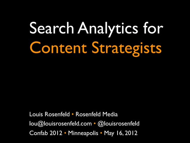 Search Analytics for Content Strategists