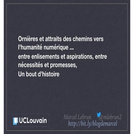 Ornières et attraits des chemins vers l’humanité numérique ...  entre enlisem...