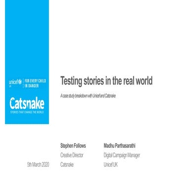 Testing stories in the real world: a case study breakdown with Unicef and Cat...