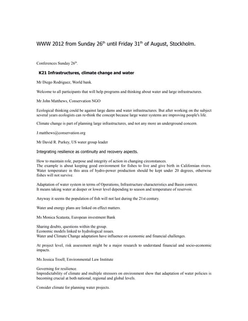 Conference World Water Week 2012 stockholm