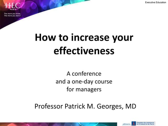 Conference Increase Your Effectiveness  2 Hours 20 05 12