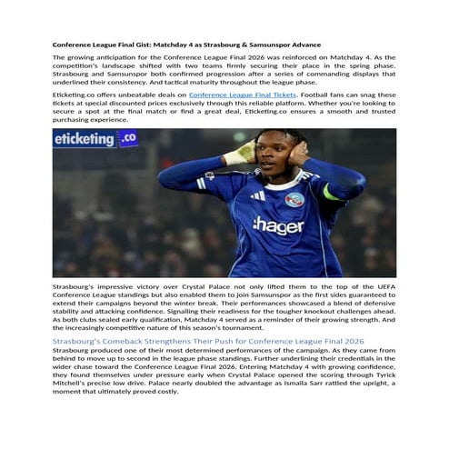 Conference League Final Gist: Matchday 4