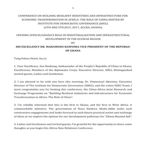 Conference on building resilient industries and infrastructure for economic t...