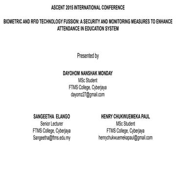 BIOMETRIC AND RFID TECHNOLOGY FUSSION: A SECURITY AND MONITORING MEASURES TO ...