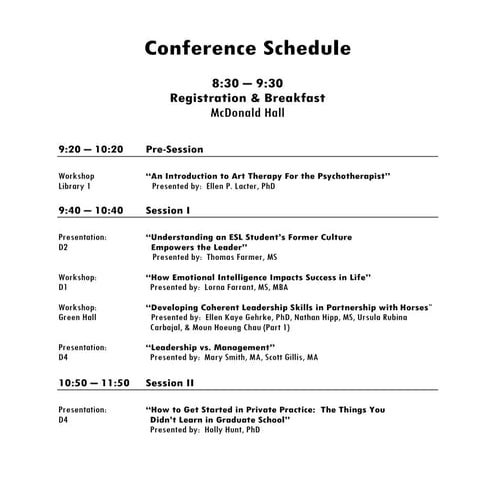 Alliant Leadership Conference Schedule